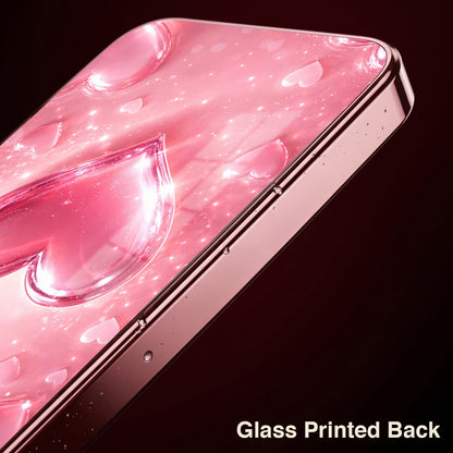 Oppo Reno 14 5G Luxury 3D Jelly Heart Pink Electroplated Glass Phone Back Case