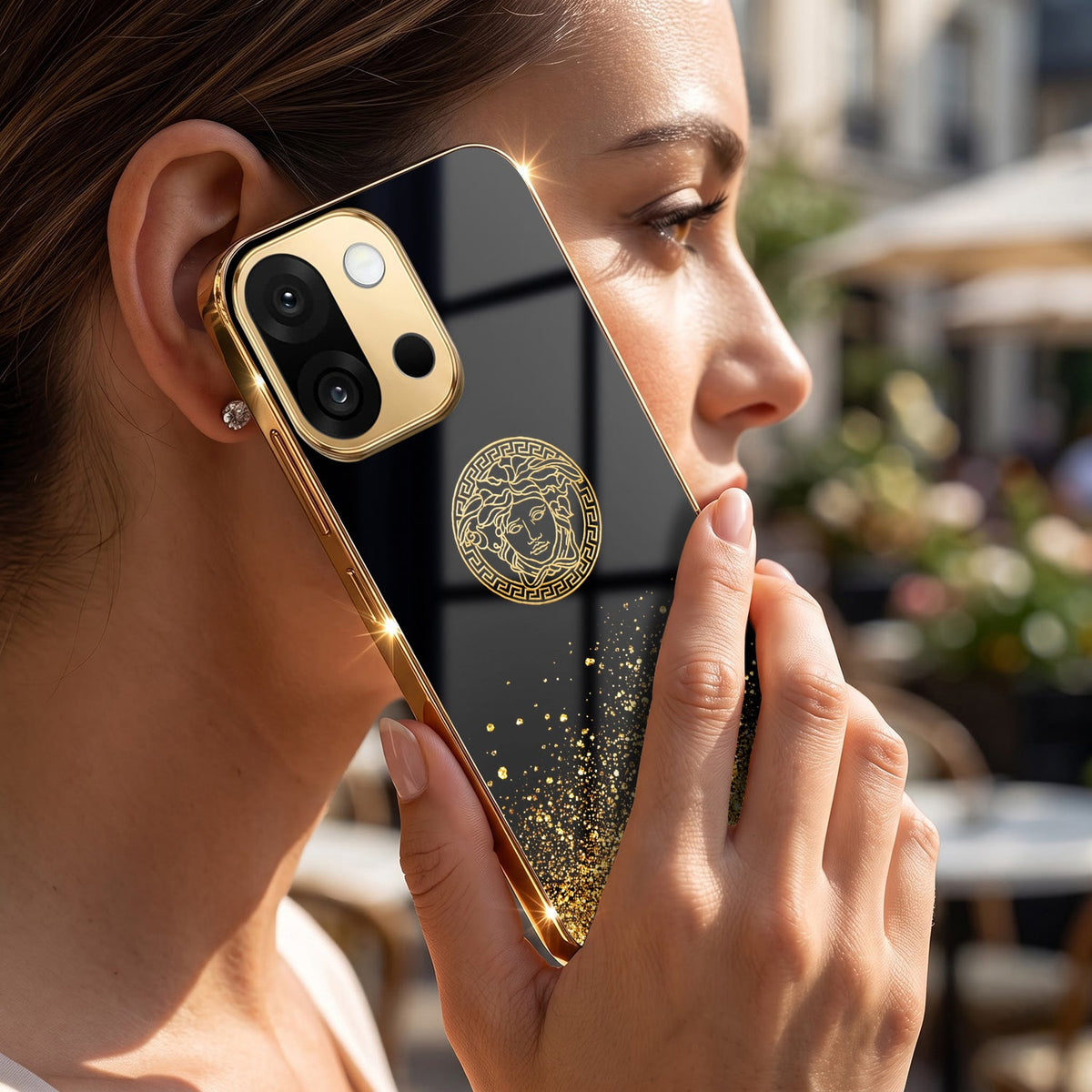 OnePlus 13s 5G Medusa Head Gold Electroplated Glass Phone Back Case