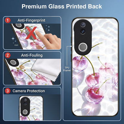 Vivo V50 5G Purple Transparent Cherry Acrylic Glass Back Case