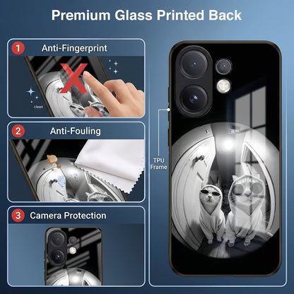 Vivo V60 5G Premium Acrylic Shockproof Glass Back Case (Purrfect Duo)