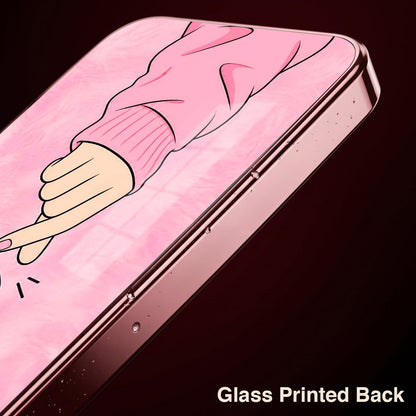 Oppo Reno 14 5G Luxury Heart Pink Electroplated Glass Phone Back Case