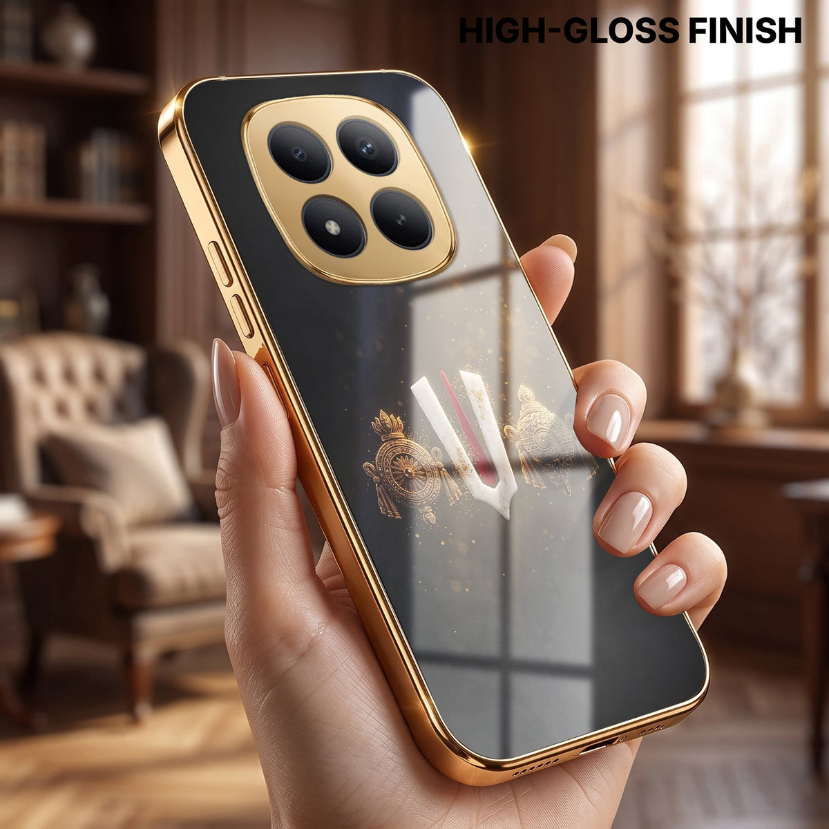 Redmi Note 15 Pro Plus 5G Royal Heritage Edition Gold Electroplated Glass Phone Back Case