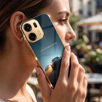 Oppo K14 Plus 5G Porsche Luxury Gold Electroplated Glass Phone Back Case