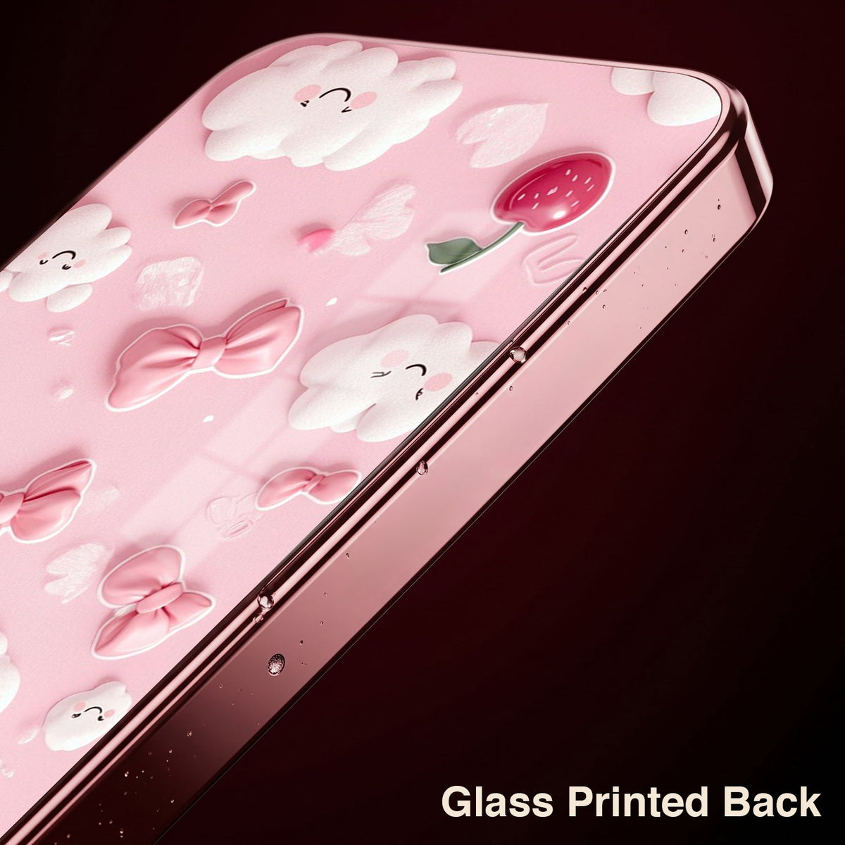 Oppo Reno 14 5G Luxury 3D Clouds Pink Electroplated Glass Phone Back Case