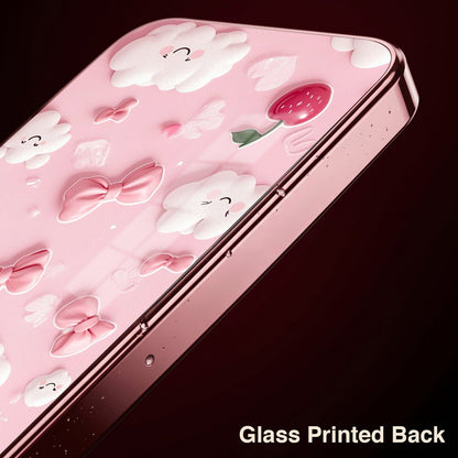 Oppo Reno 14 5G Luxury 3D Clouds Pink Electroplated Glass Phone Back Case
