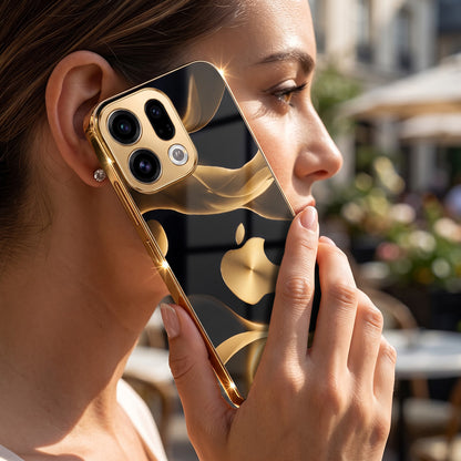 Oppo Find X9 5G Luxury Wave Gold Electroplated Glass Phone Back Case