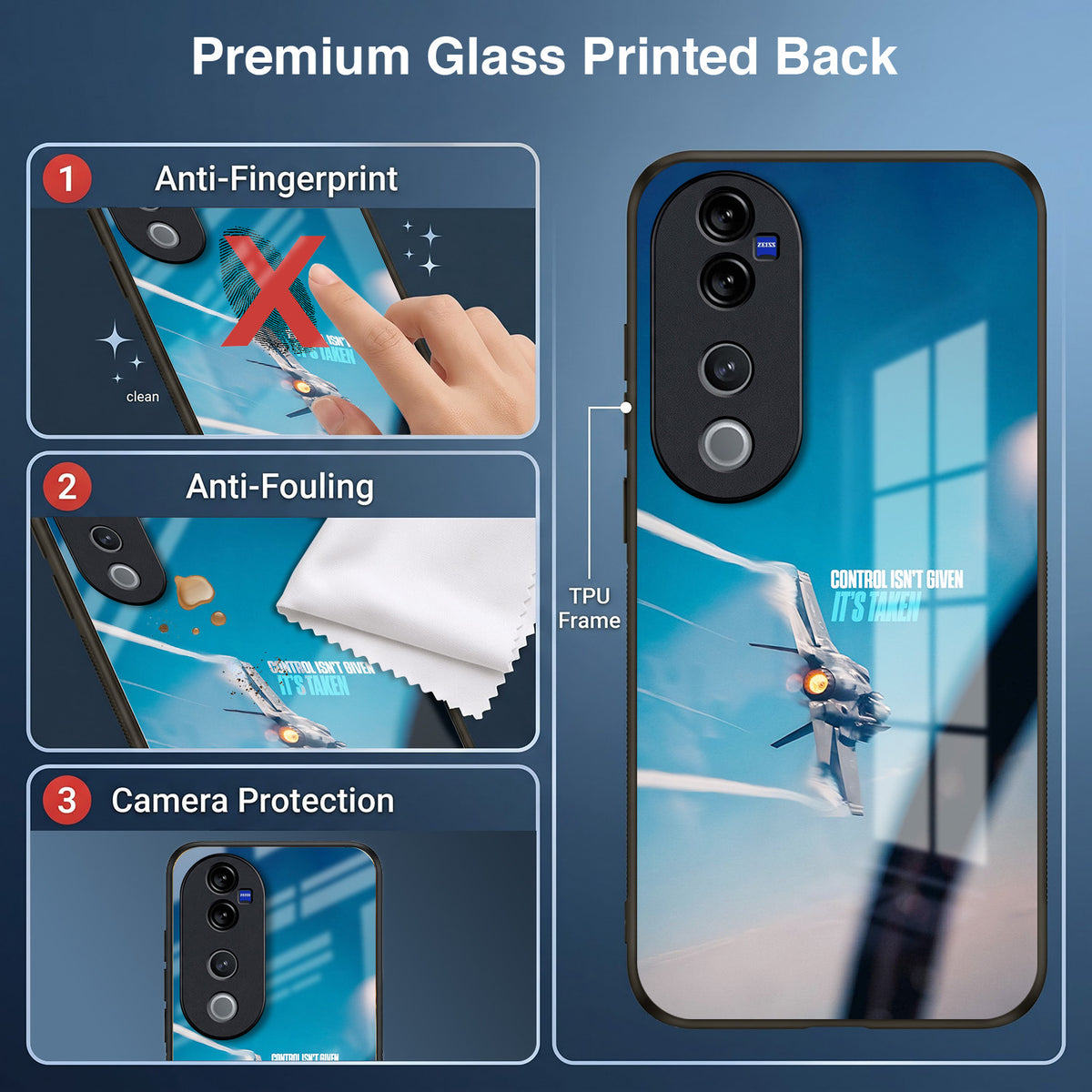 Vivo V40 Pro 5G Fighter Jet Control Acrylic Glass Back Case