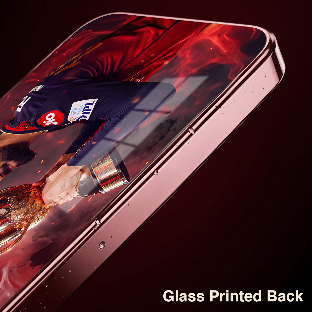 Oppo Reno 14 5G Virat Kohli Burgundy Electroplated Glass Back Case