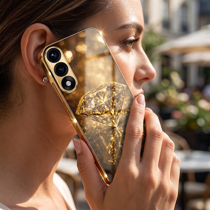 Oneplus Nord 5 5G Golden Diamond Gold Electroplated Glass Phone Back Case