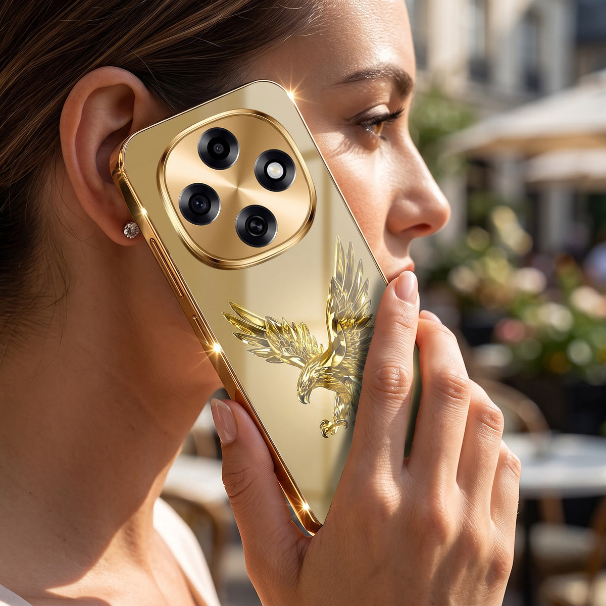 OPPO F31 Pro 5G Golden Eagle Gold Electroplated Glass Phone Back Case