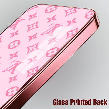 Samsung Galaxy A56 5G Luxury Monogram Pink Electroplated Glass Phone Back Case