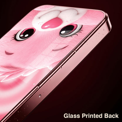 Oppo Reno 14 5G Luxury Cute Teddy Pink Electroplated Glass Phone Back Case