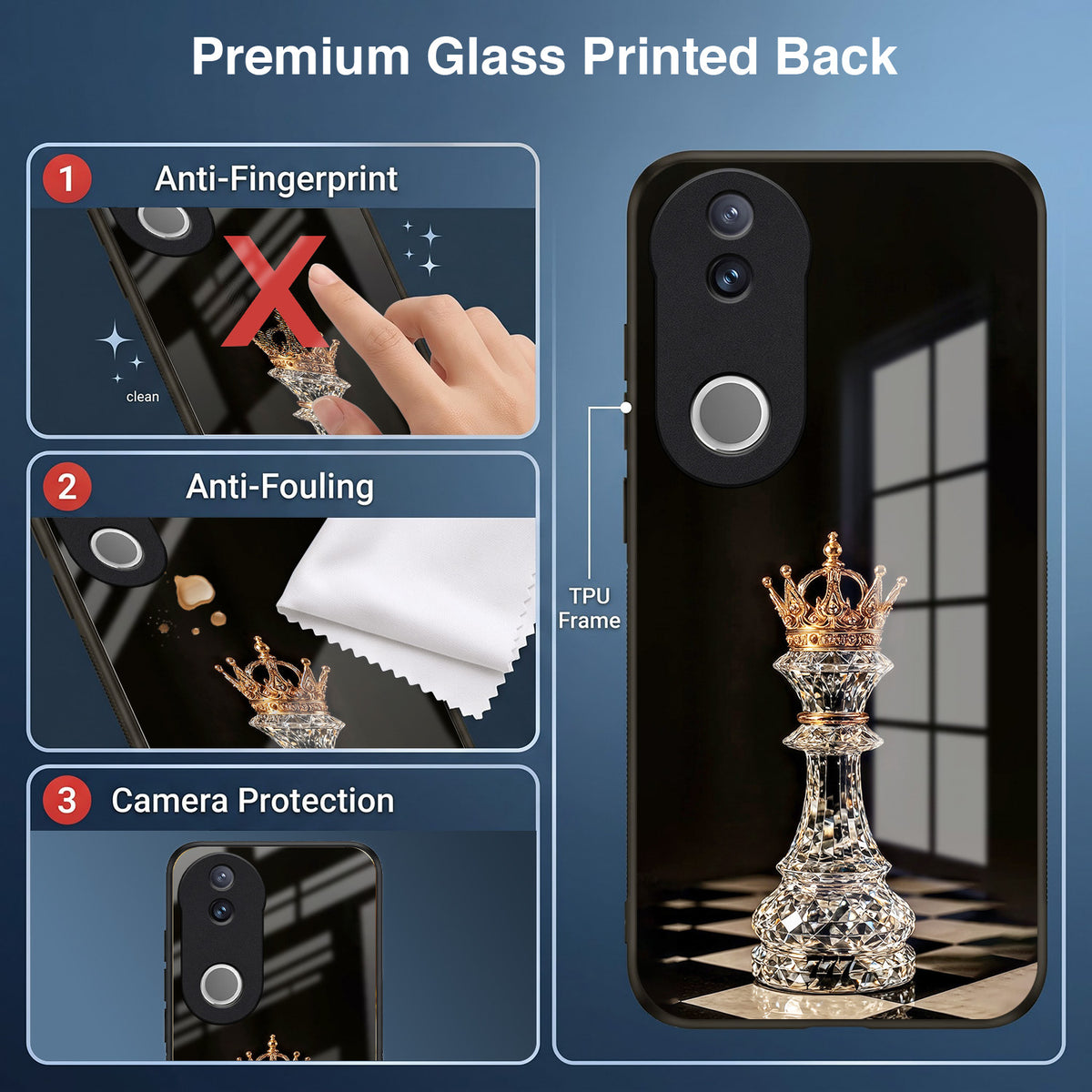 Vivo V50 5G Royal Chess King Acrylic Glass Back Case