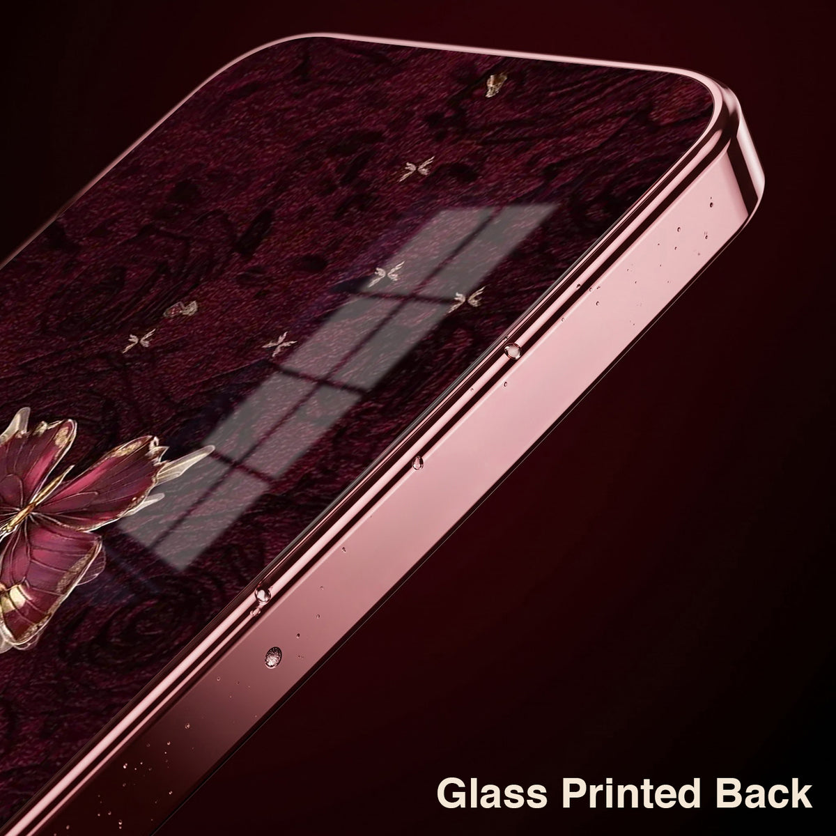 Oppo Reno 14 5G Butterfly Burgundy Electroplated Glass Back Case