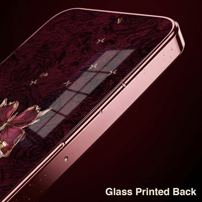 Oppo Reno 14 5G Butterfly Burgundy Electroplated Glass Back Case