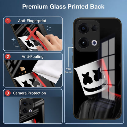 Oppo Reno 13 5G Premium Acrylic Shockproof Glass Back Case (Mask Dark)