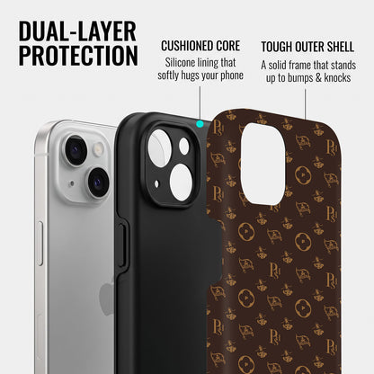 iPhone 15 5G Luxury Monogram Brown Protective Case