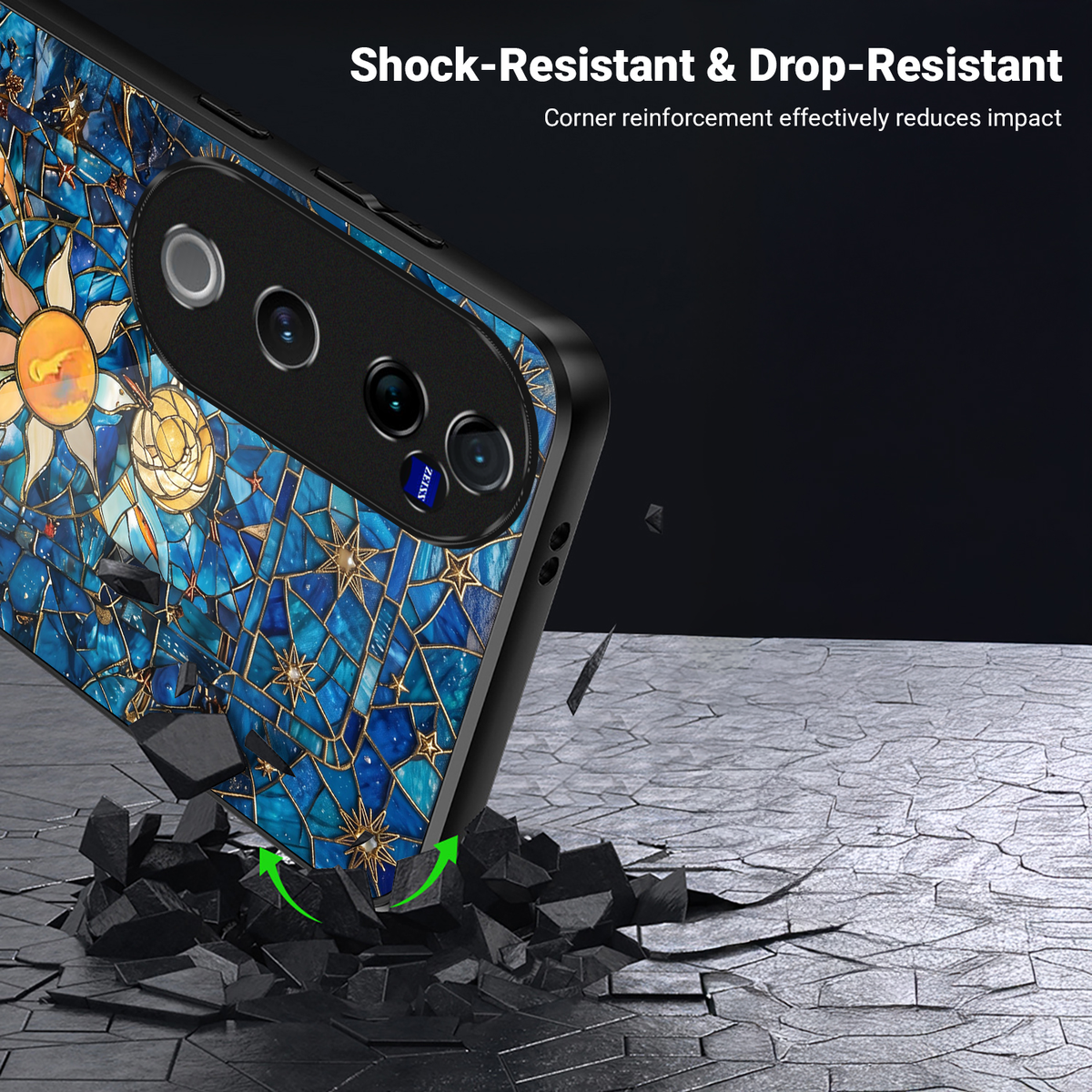Vivo V40 Pro 5G Premium Acrylic Shockproof Glass Back Case (Sun-Moon)