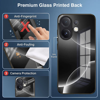 Vivo V60 5G Premium Acrylic Shockproof Glass Back Case (Black Wave)