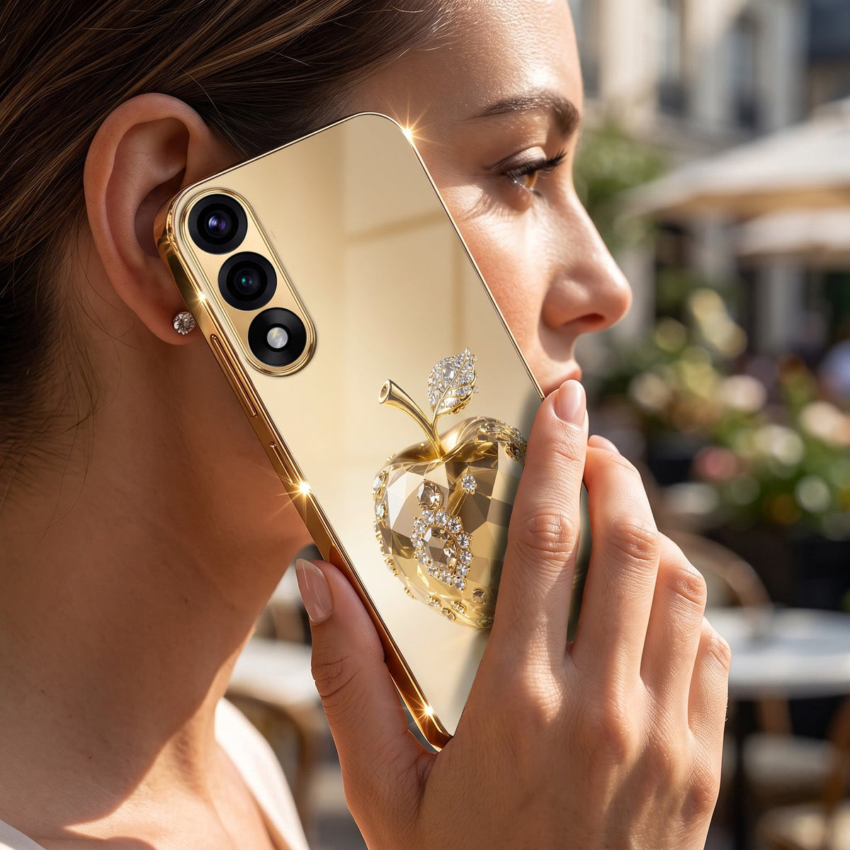 Oneplus Nord 5 5G Golden Apple Gold Electroplated Glass Phone Back Case