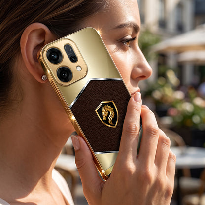 Oppo Reno 14 5G Dragon Crest Gold Electroplated Glass Phone Back Case