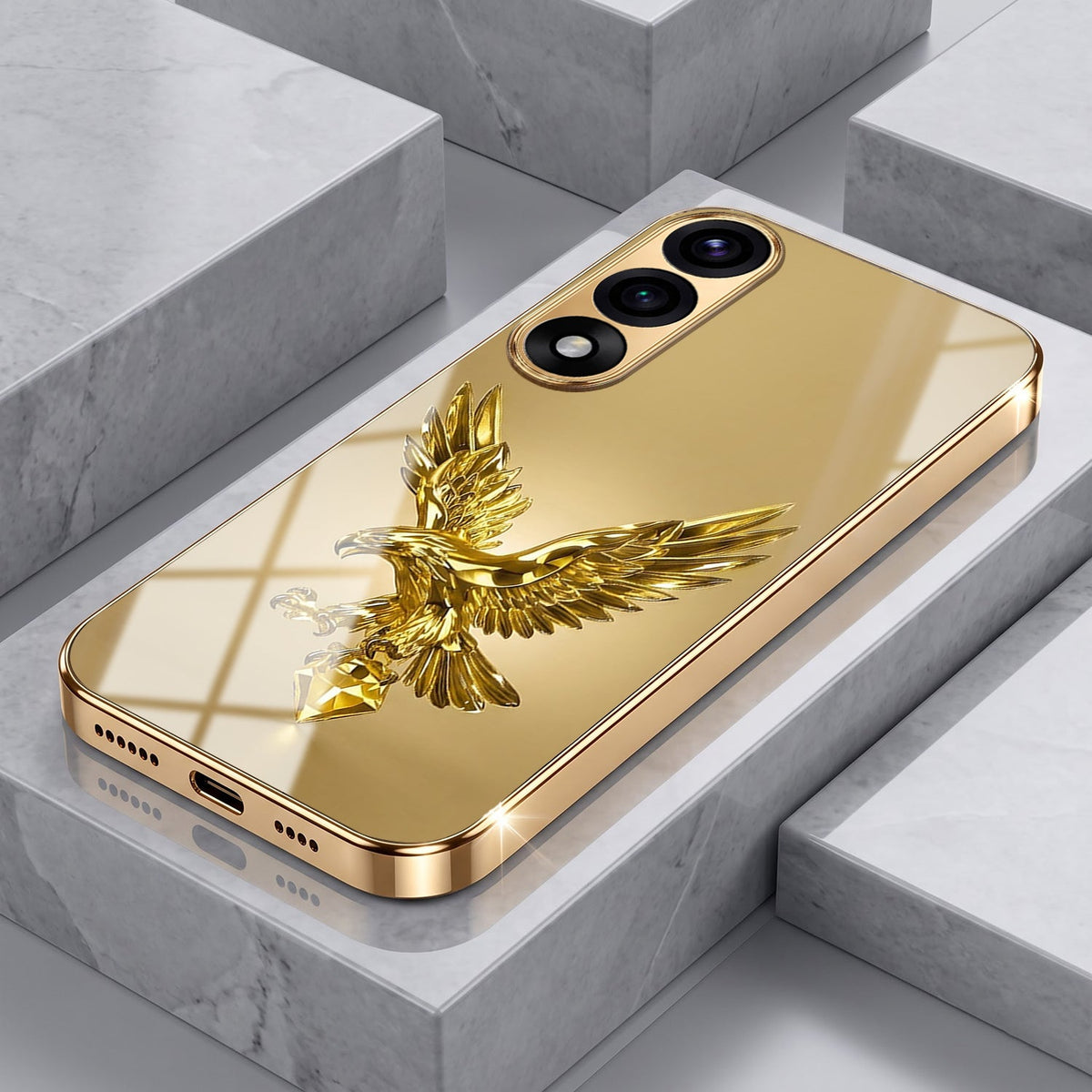 Oneplus Nord 5 5G Golden Eagle Gold Electroplated Glass Phone Back Case