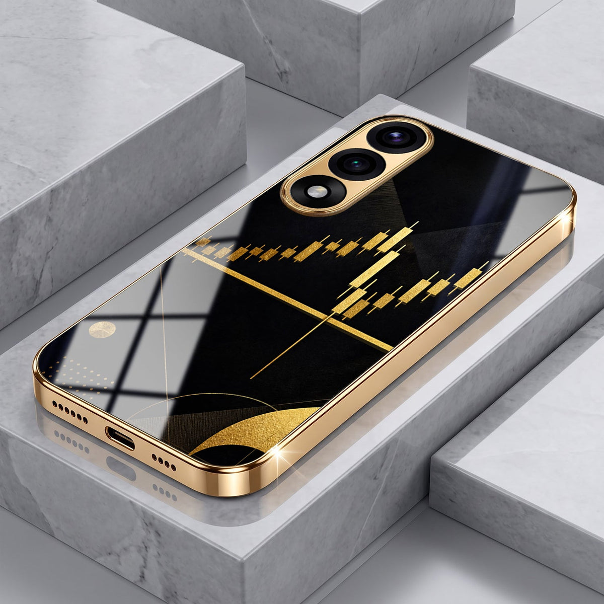 Oneplus Nord 5 5G Trading Candles Gold Electroplated Glass Phone Back Case