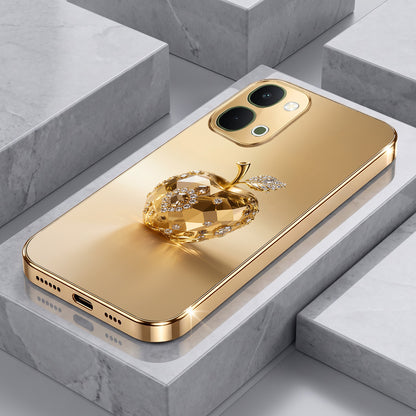 Vivo T5x 5G Golden Apple Gold Electroplated Glass Phone Back Case