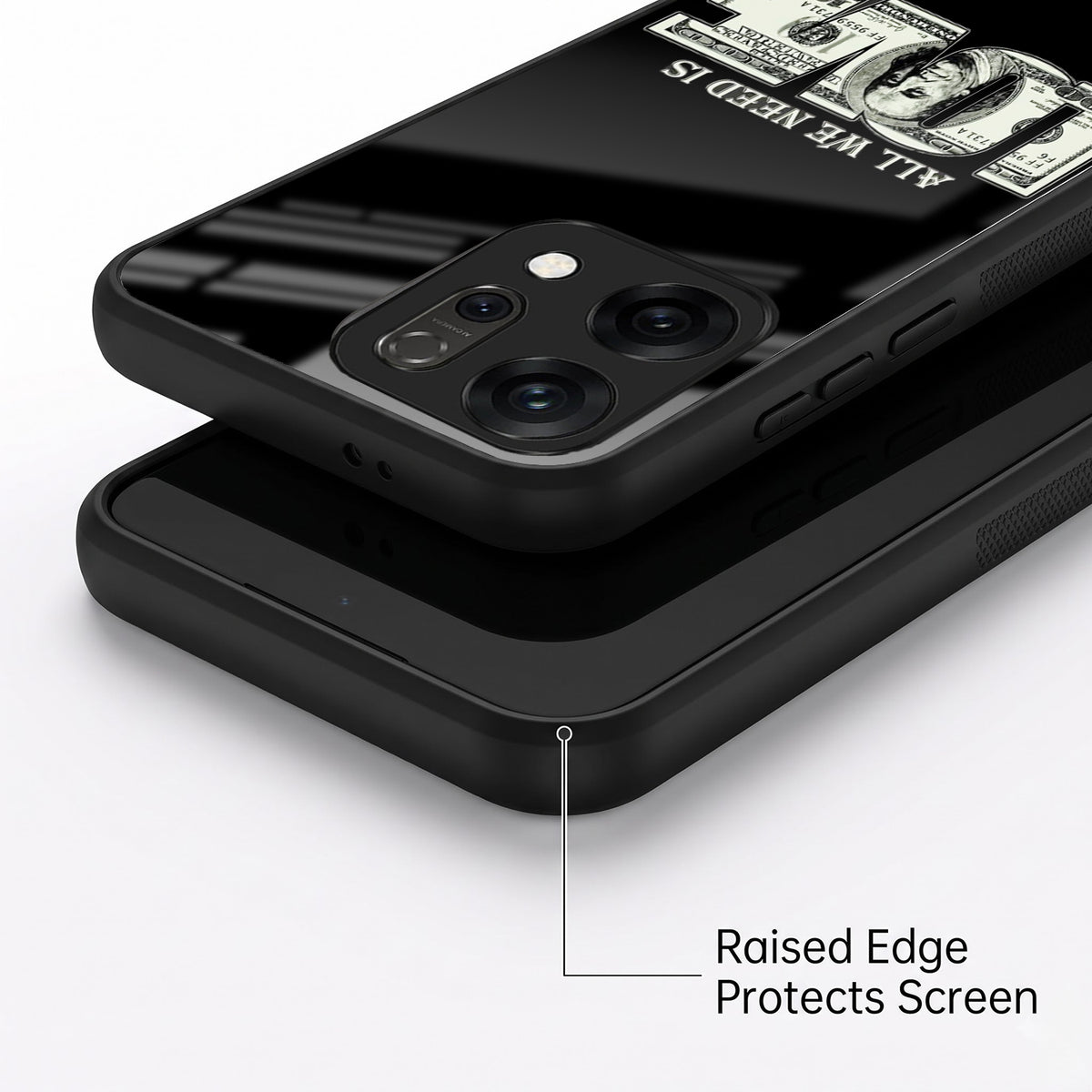 Oppo Reno 14 5G Premium Acrylic Shockproof Glass Back Case (Money Love)
