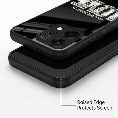 Oppo Reno 14 5G Premium Acrylic Shockproof Glass Back Case (Money Love)