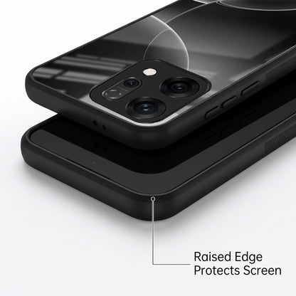 Oppo Reno 14 5G Premium Acrylic Shockproof Glass Back Case (Black Wave)