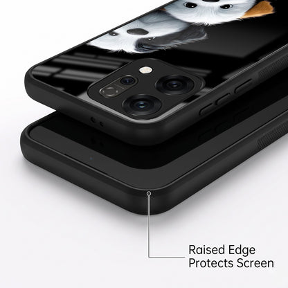 Oppo Reno 14 5G Premium Acrylic Shockproof Glass Back Case (Fluffy Puppies)