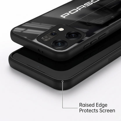Oppo Reno 14 5G Premium Acrylic Shockproof Glass Back Case (Black Porsche)