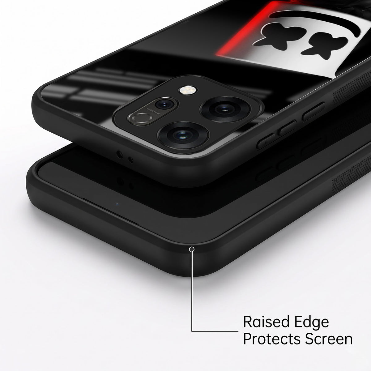 Oppo Reno 14 5G Premium Acrylic Shockproof Glass Back Case (Mask Dark)