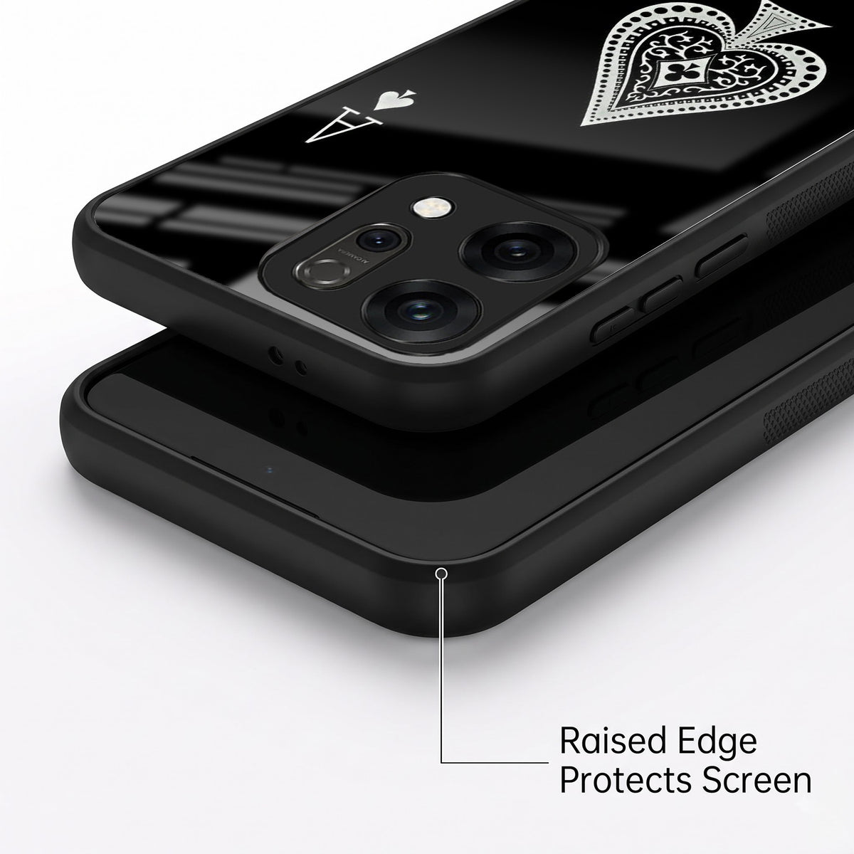 Oppo Reno 14 5G Premium Acrylic Shockproof Glass Back Case (Black Ace)