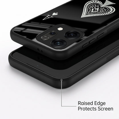 Oppo Reno 14 5G Premium Acrylic Shockproof Glass Back Case (Black Ace)