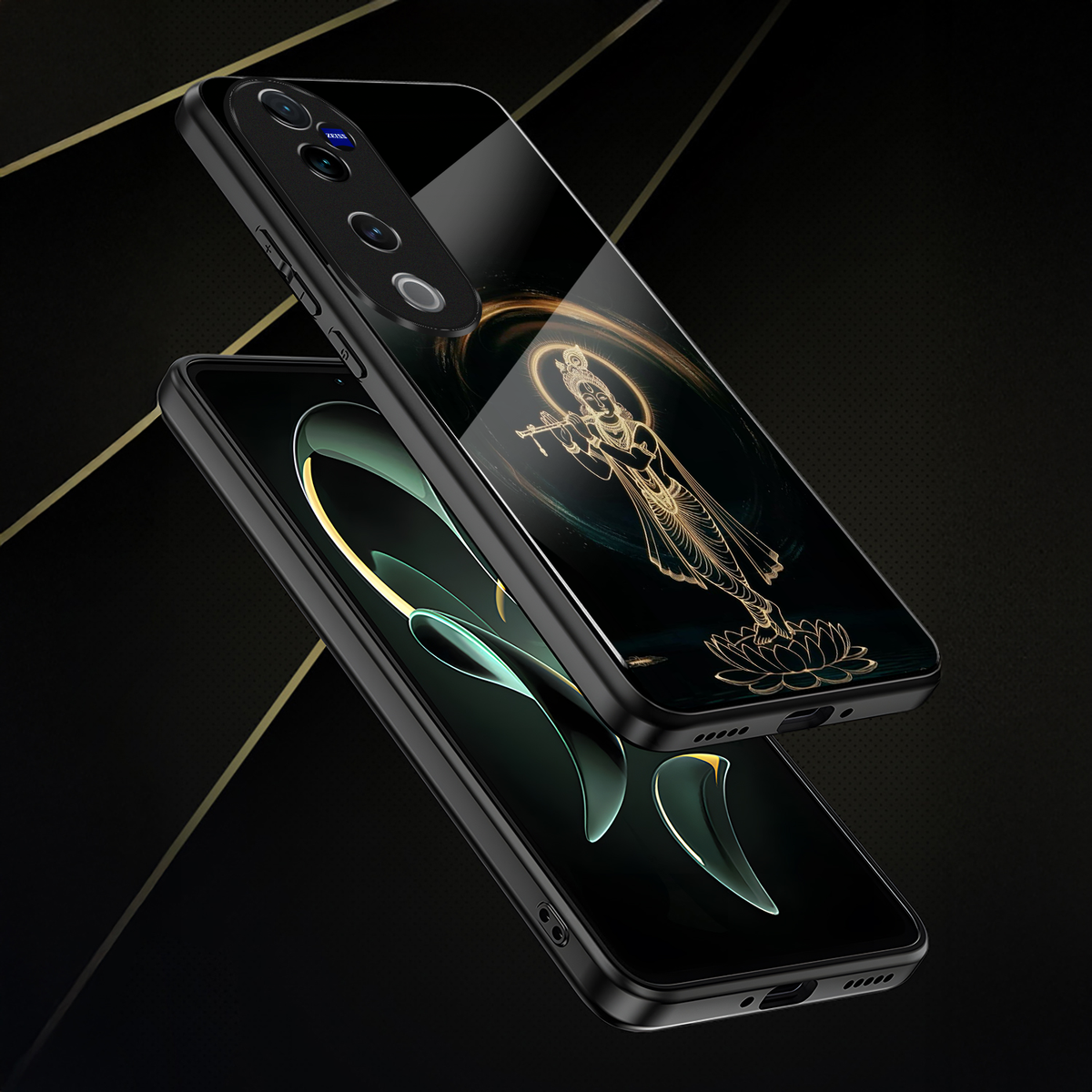 Vivo V40 Pro 5G Premium Acrylic Shockproof Glass Back Case (Krishna Flute)