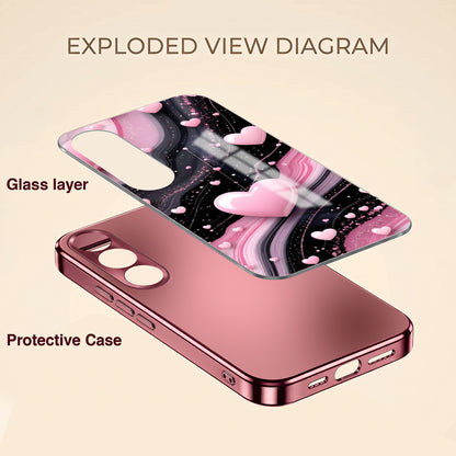 Vivo V70 FE 5G Love Sparkle Pink Electroplated Glass Phone Back Case