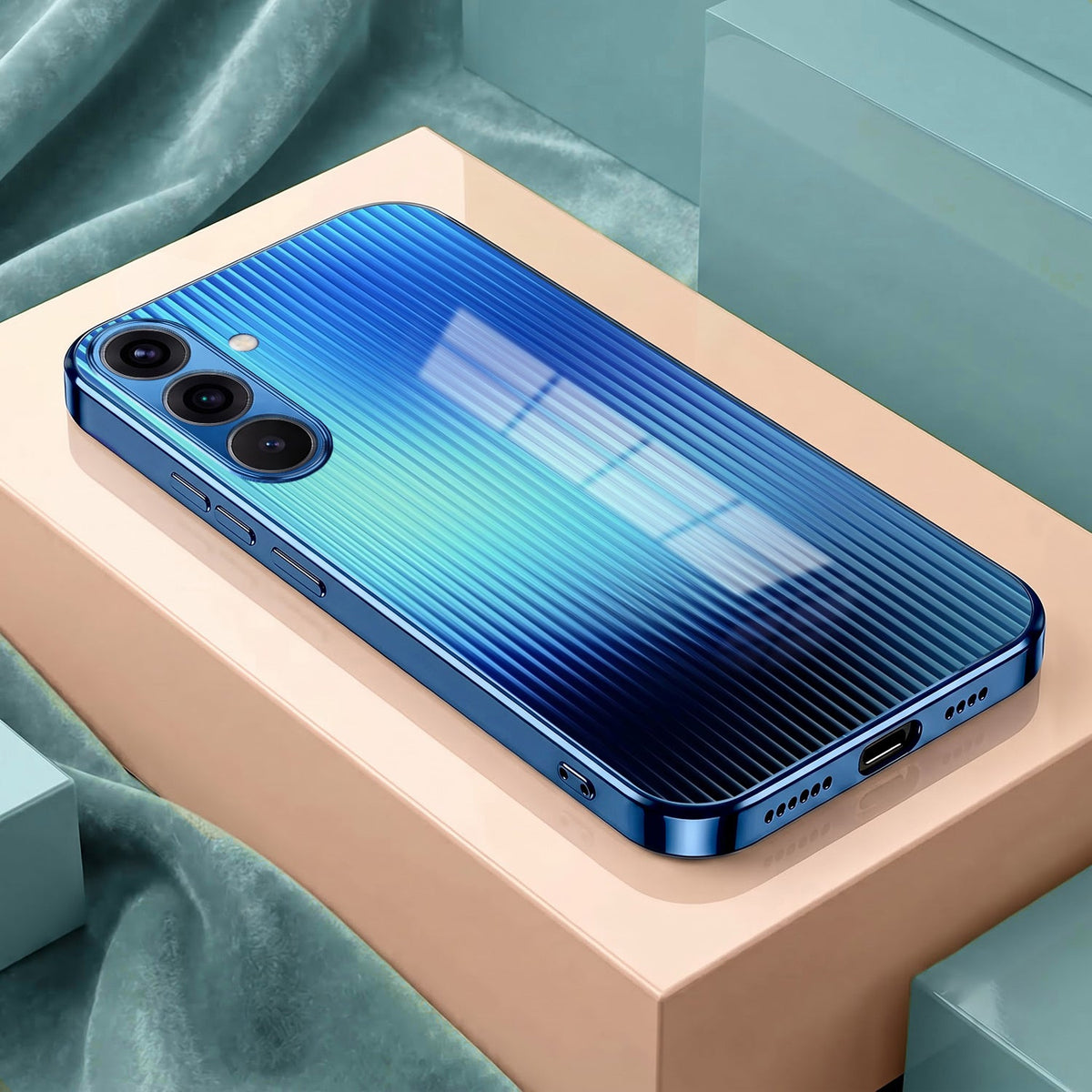 Samsung Galaxy A36 5G Aureon X1 Blue Electroplated Glass Phone Back Case