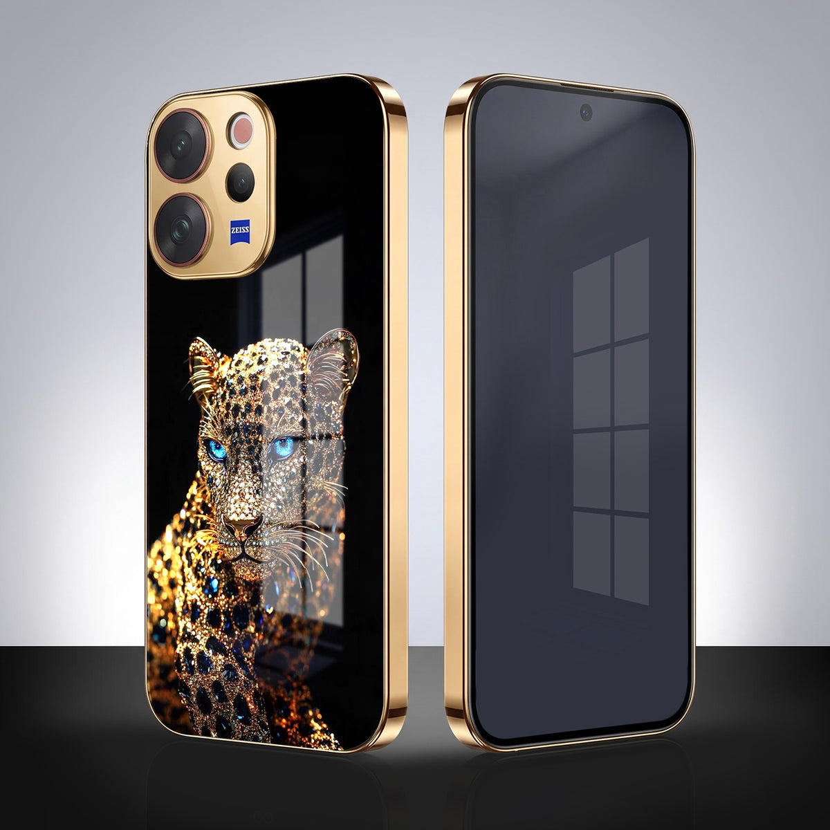 Vivo V70 5G Panther Gold Electroplated Glass Phone Back Case