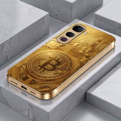 Vivo Y400 Pro 5G Bitcoin Gold Electroplated Glass Phone Back Case