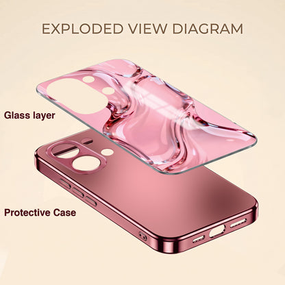 Oppo K13 Turbo 5GCrystal Wave Energy Pink Electroplated Glass Phone Back Case