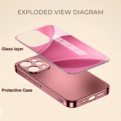 Vivo V70 5G Luxury Glossy Wave Pink Electroplated Glass Phone Back Case