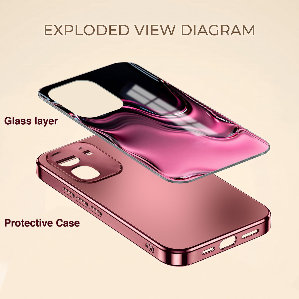 Oppo K14 5G Liquid Wave Pink Electroplated Glass Phone Back Case