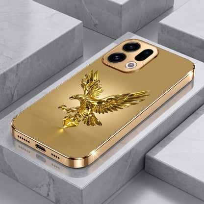 Oppo Find X9 5G Golden Eagle Gold Electroplated Glass Phone Back Case
