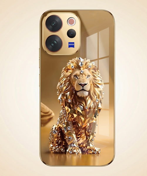 Vivo V70 5G Luxury Lion Gold Electroplated Glass Phone Back Case