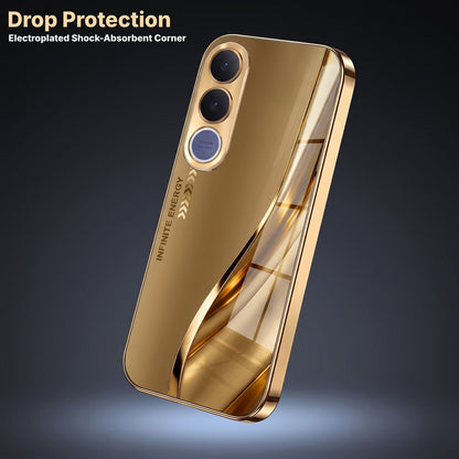 Vivo V70 FE 5G Luxury Infinity Energy Gold Electroplated Glass Phone Case