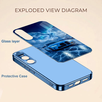 Vivo V70 FE 5G Ice Dragon GT Blue Electroplated Glass Phone Back Case