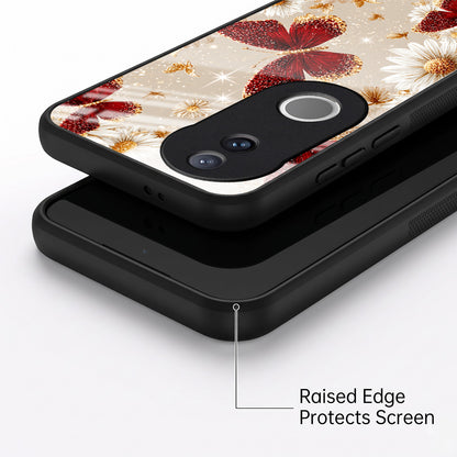 Vivo V50 5G Butterfly Floral Acrylic Glass Back Case