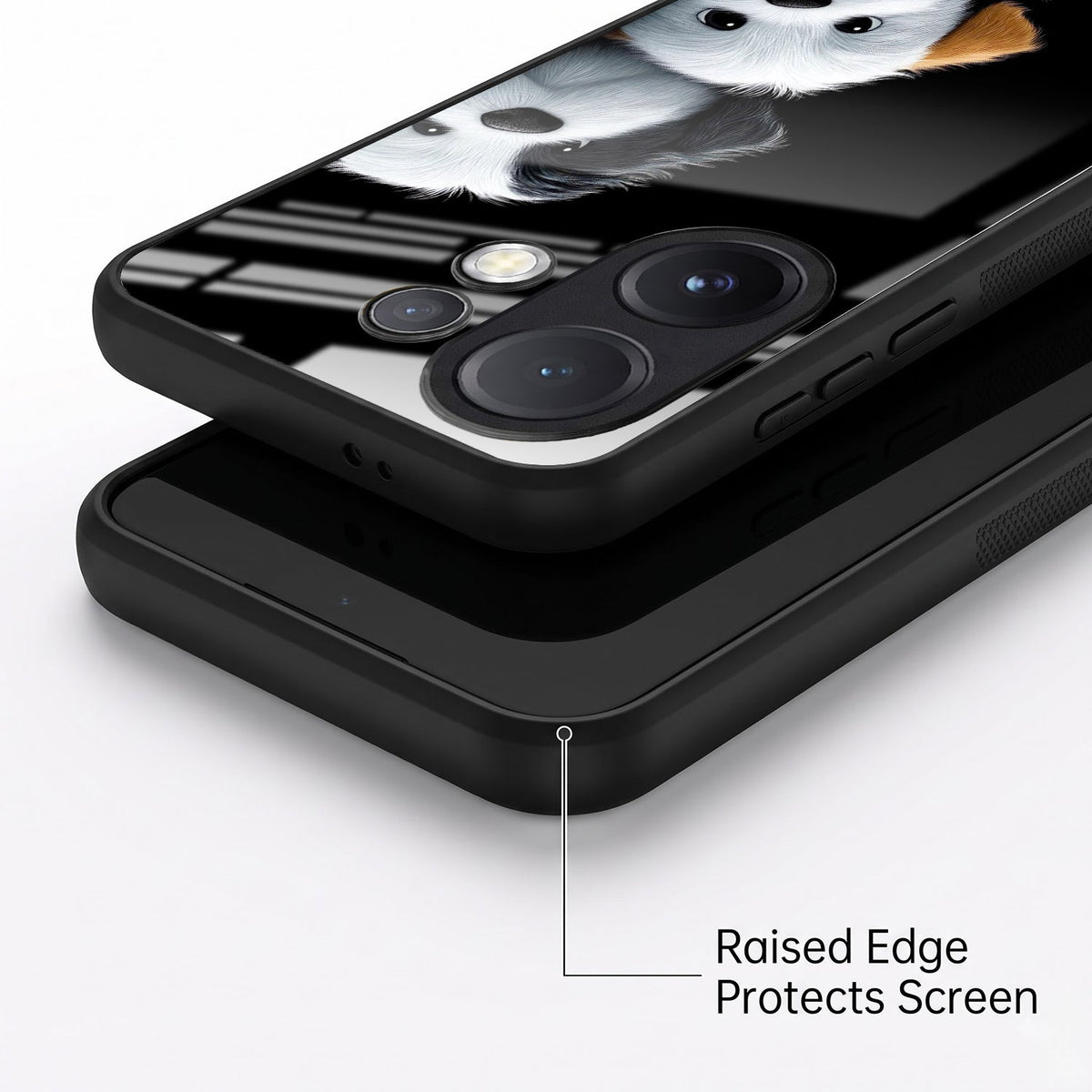 Vivo V60 5G Premium Acrylic Shockproof Glass Back Case (Fluffy Puppies)